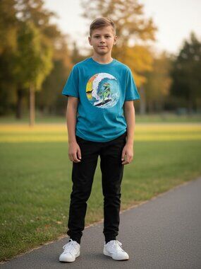 Old Navy Graphic Tee Boys L 10-12 Surfing‎ Dinosaur T-Rex Shirt